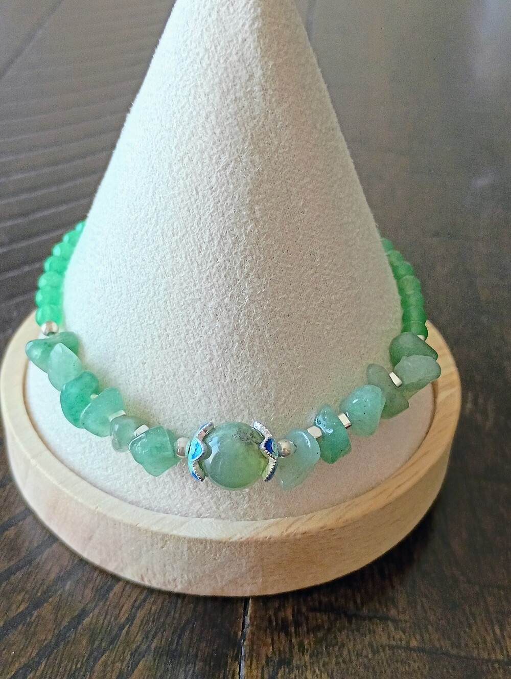 New Green Beaded Gemstone Bracelet - Unbranded